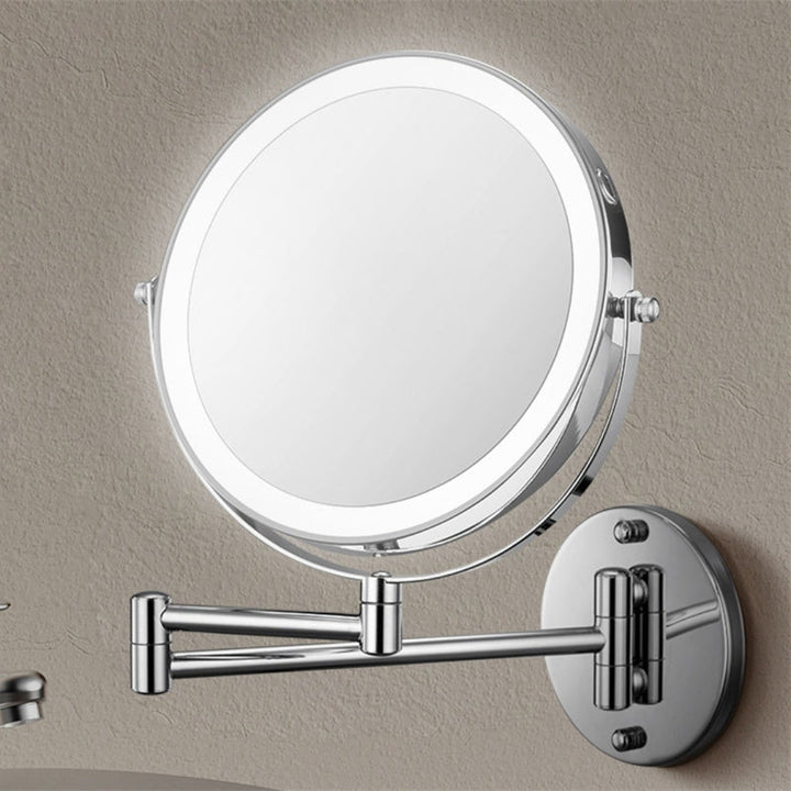 Premium LED Wall-Mounted Magnifying Mirror | 360° Rotation, 1X/10X Magnification, Rechargeable