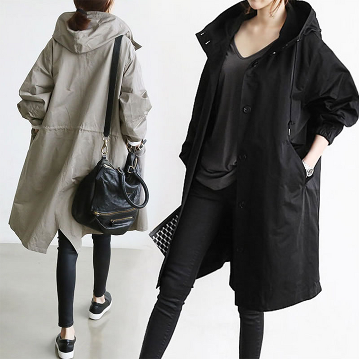 Women's All-Weather Long Hooded Raincoat - Waterproof Casual to Outdoor Wear