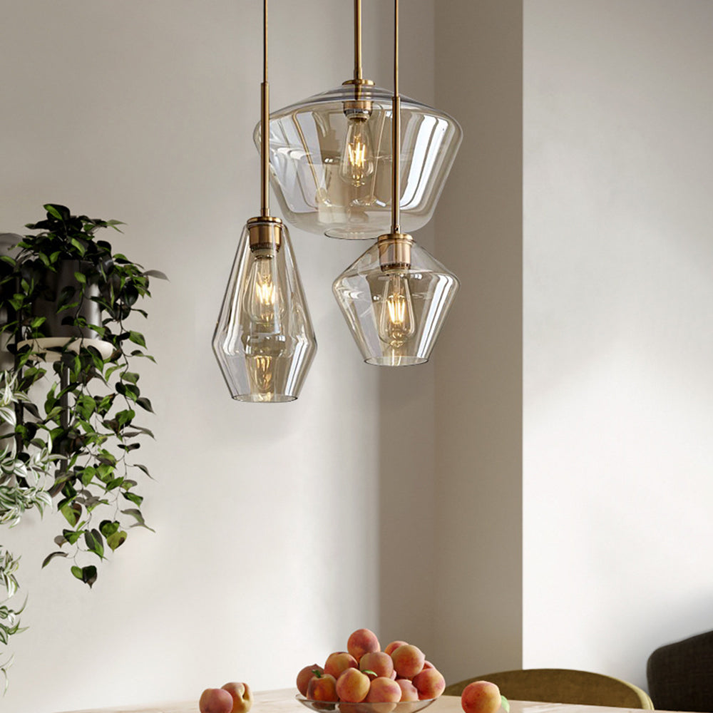 June Pendant Lamp Glass, Clear/Amber Diamond Shape