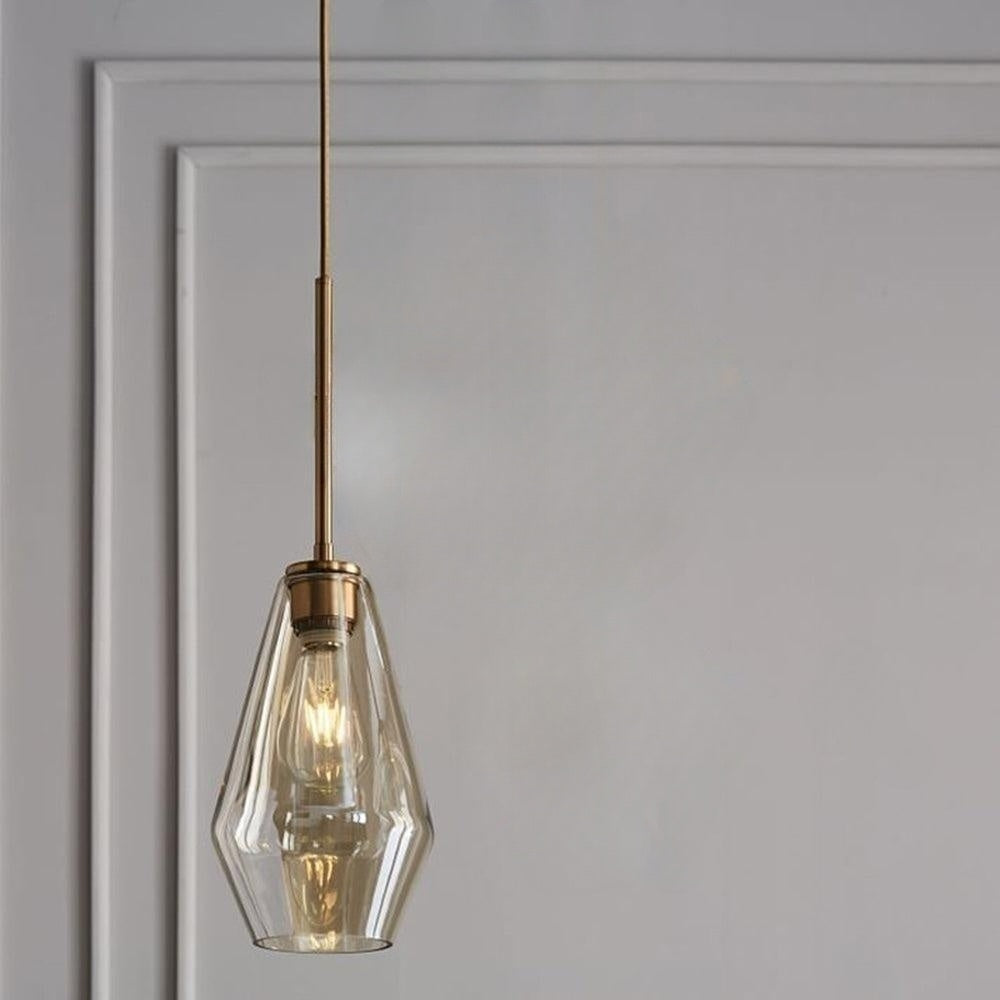 June Pendant Lamp Glass, Clear/Amber Diamond Shape