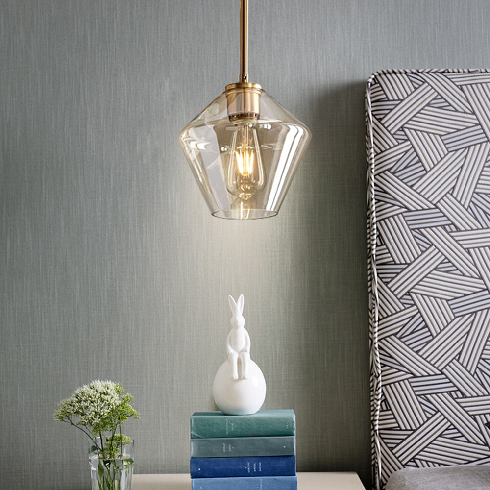 June Pendant Lamp Glass, Clear/Amber Diamond Shape