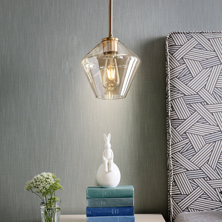June Pendant Lamp Glass, Clear/Amber Diamond Shape