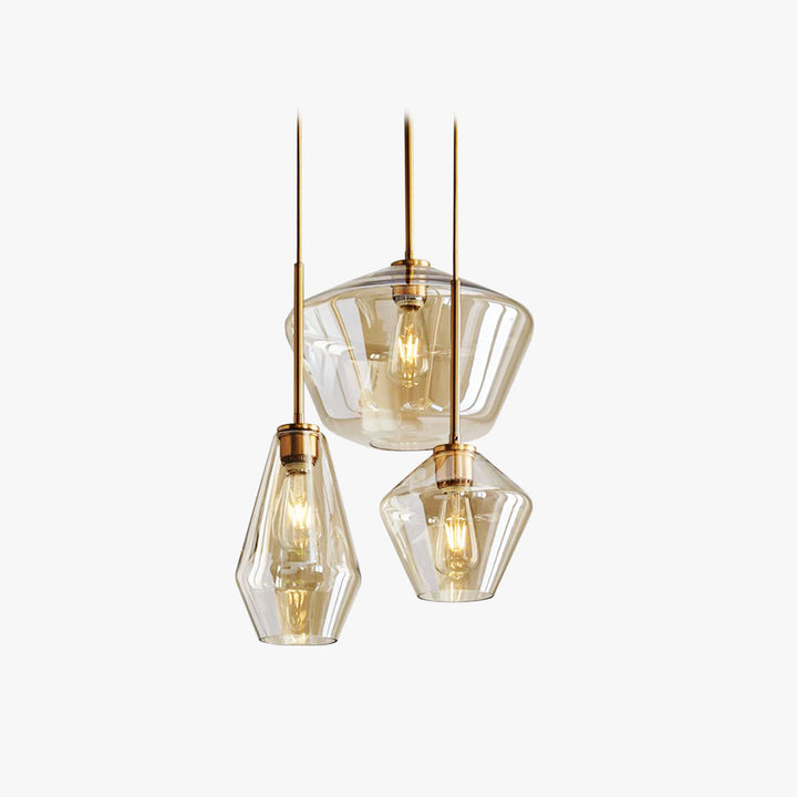 June Pendant Lamp Glass, Clear/Amber Diamond Shape