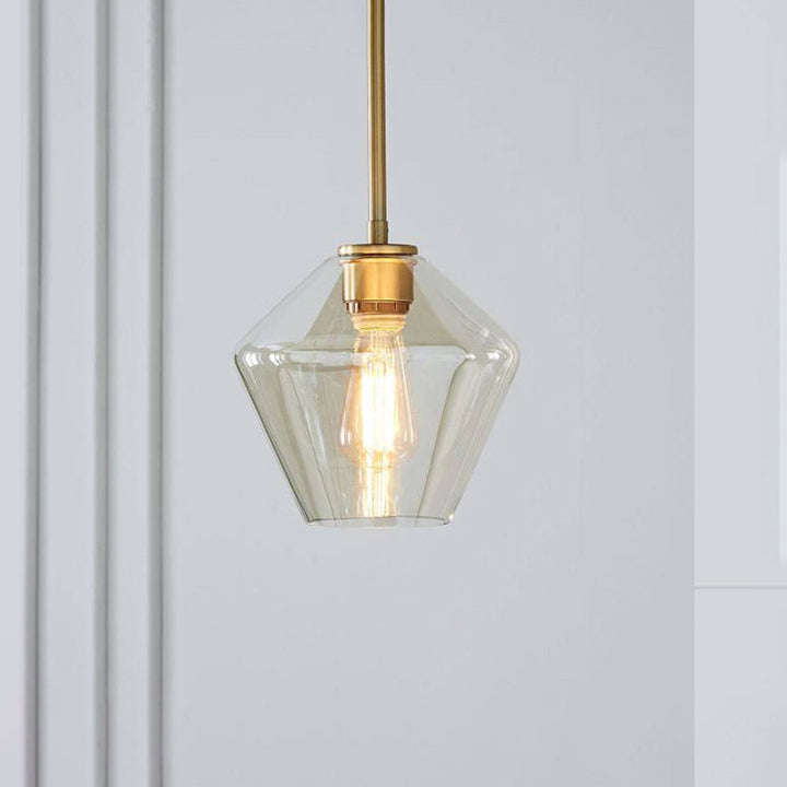 June Pendant Lamp Glass, Clear/Amber Diamond Shape