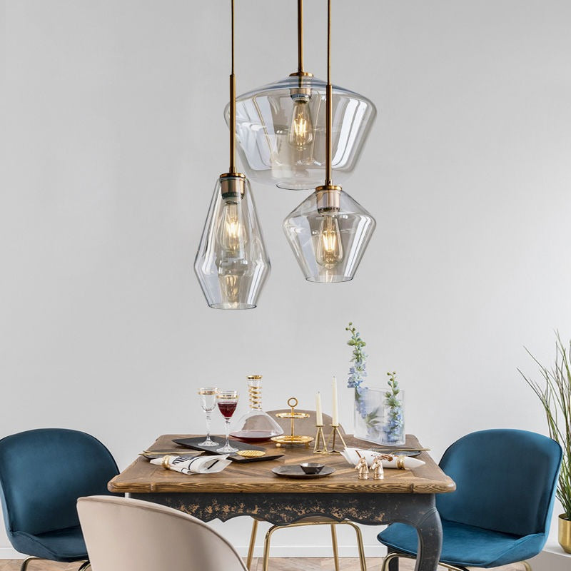 June Pendant Lamp Glass, Clear/Amber Diamond Shape