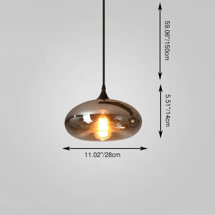 Modern Smoke Gray Glass 1-Bulb LED Pendant Lamp