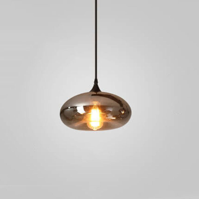 Modern Smoke Gray Glass 1-Bulb LED Pendant Lamp