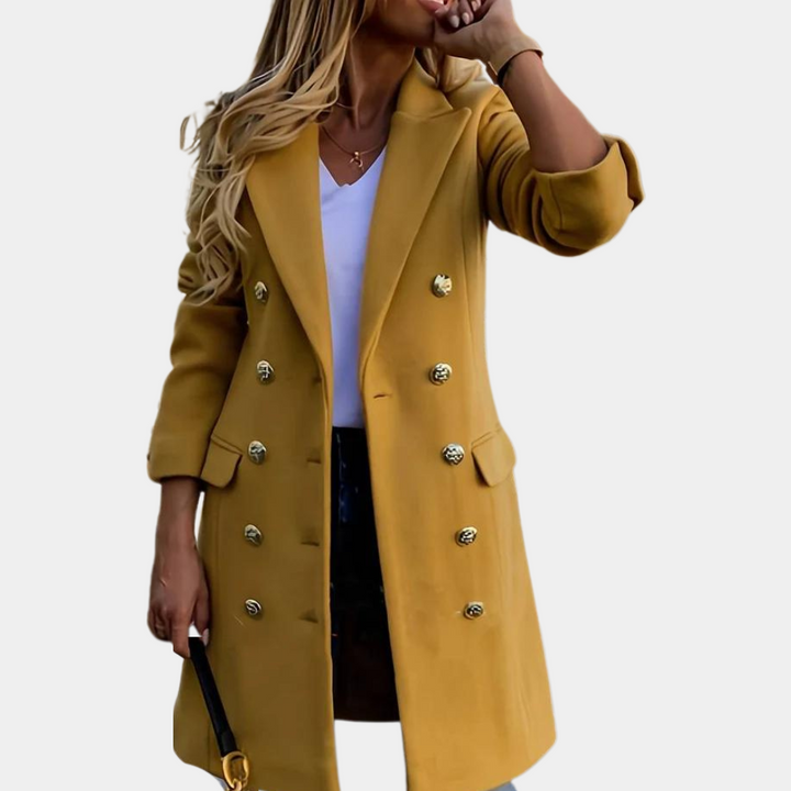 Women's Tailored Long Button Trench Coat - Casual to Formal Wear