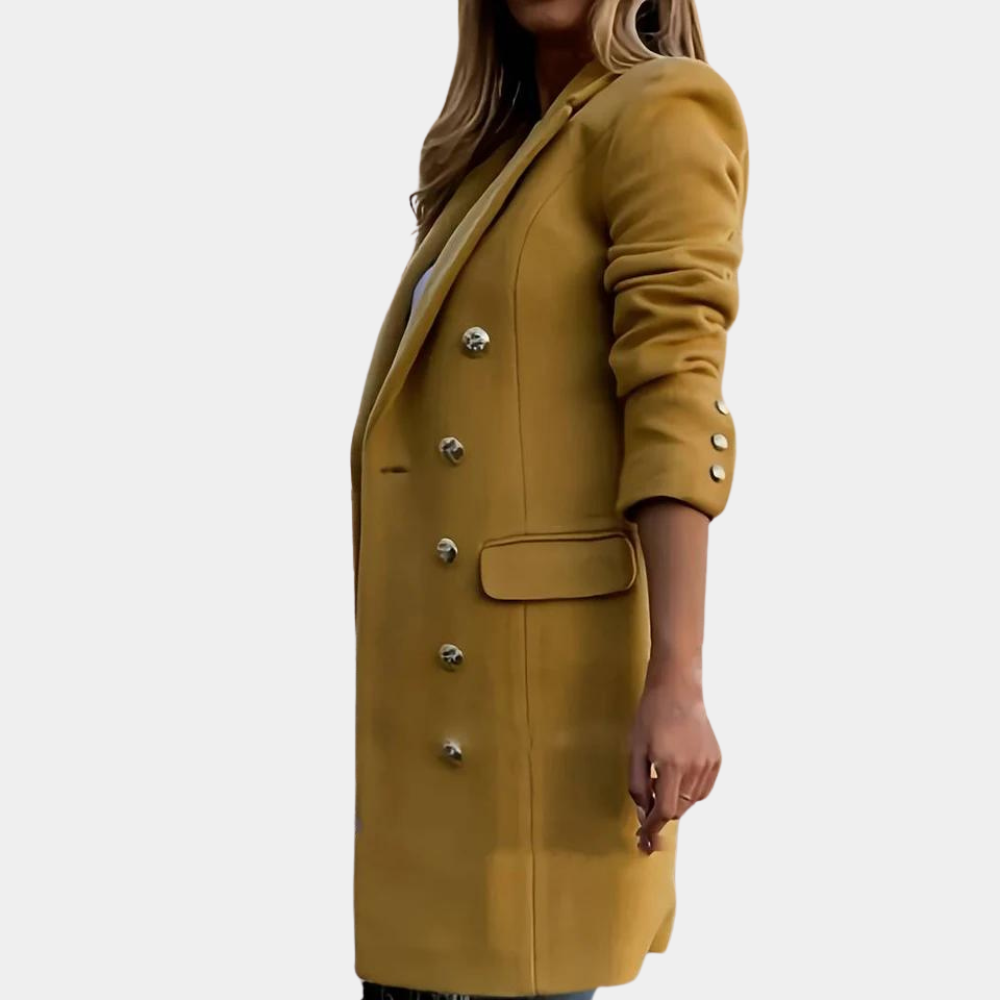 Women's Tailored Long Button Trench Coat - Casual to Formal Wear