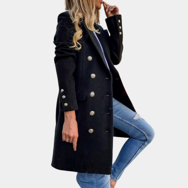Women's Tailored Long Button Trench Coat - Casual to Formal Wear