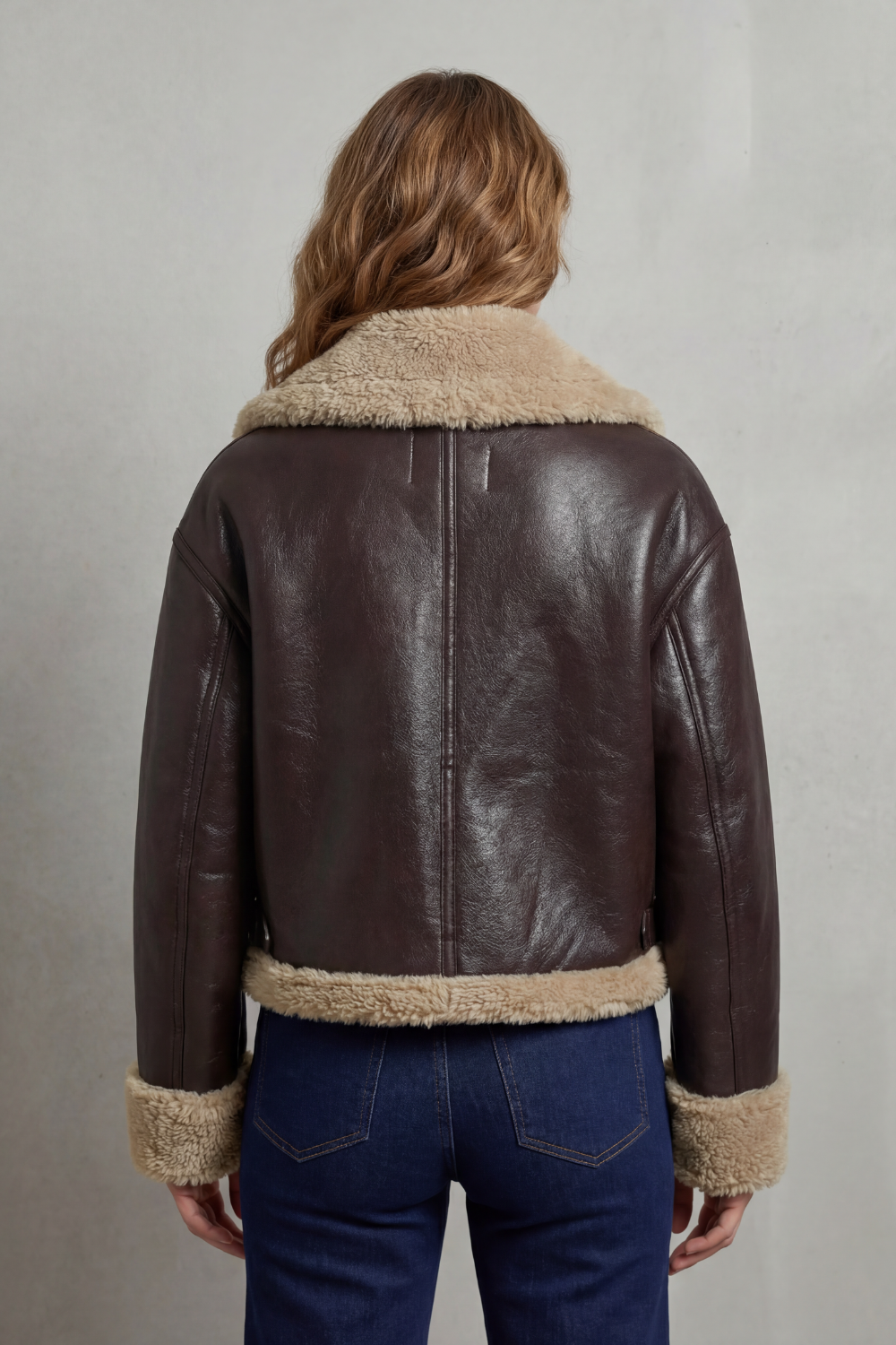 Women's Reversible Fleece Cropped Aviator Jacket in Iris