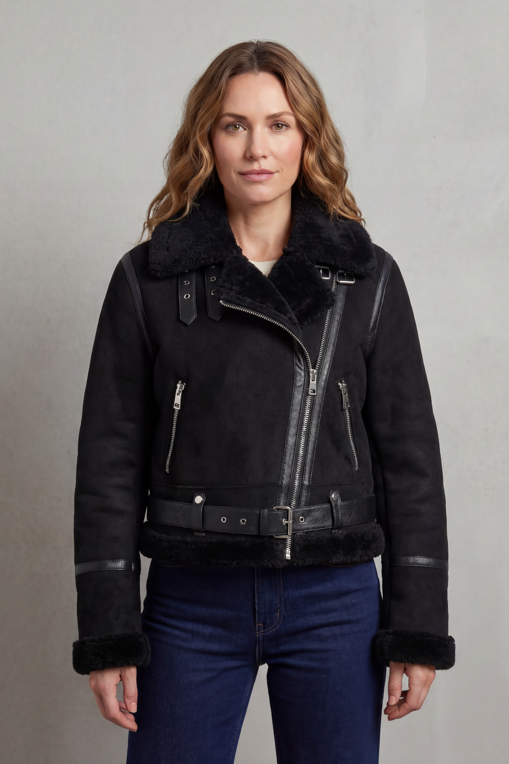 Women's Reversible Fleece Cropped Aviator Jacket in Iris