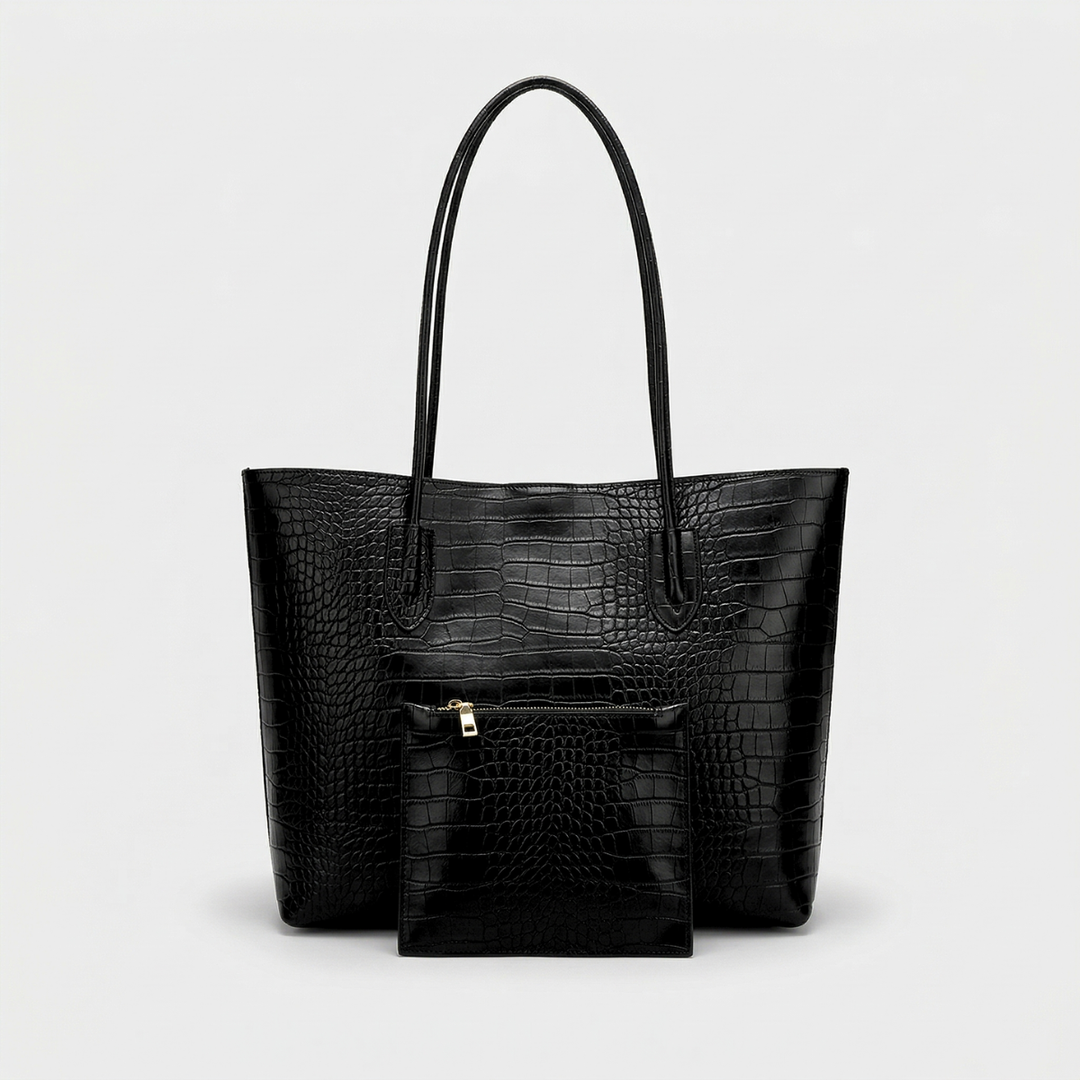 Aldene – Large Croc-Embossed Vegan Cowhide Tote Bag