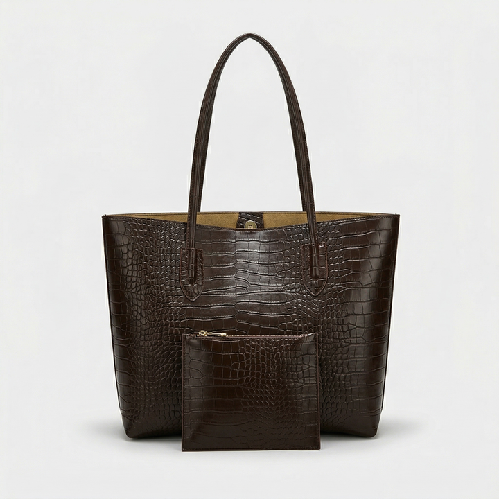 Aldene – Large Croc-Embossed Vegan Cowhide Tote Bag