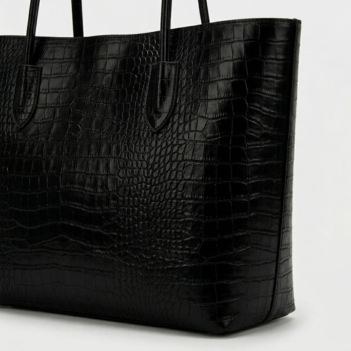 Aldene – Large Croc-Embossed Vegan Cowhide Tote Bag