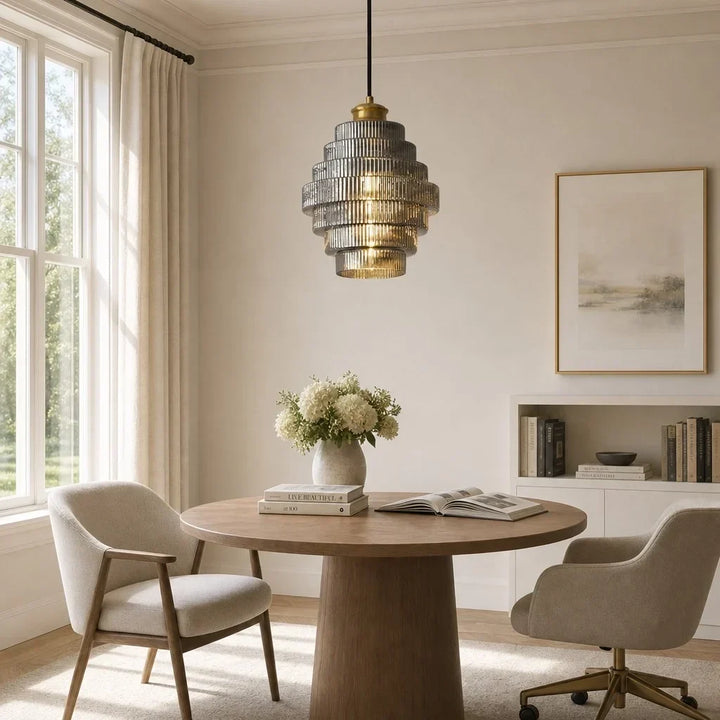 Amara Nordic Striped Stained Glass Bottle Pendant Light