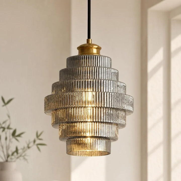 Amara Nordic Striped Stained Glass Bottle Pendant Light