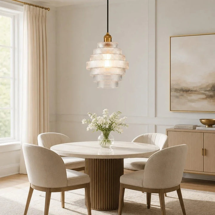 Amara Nordic Striped Stained Glass Bottle Pendant Light
