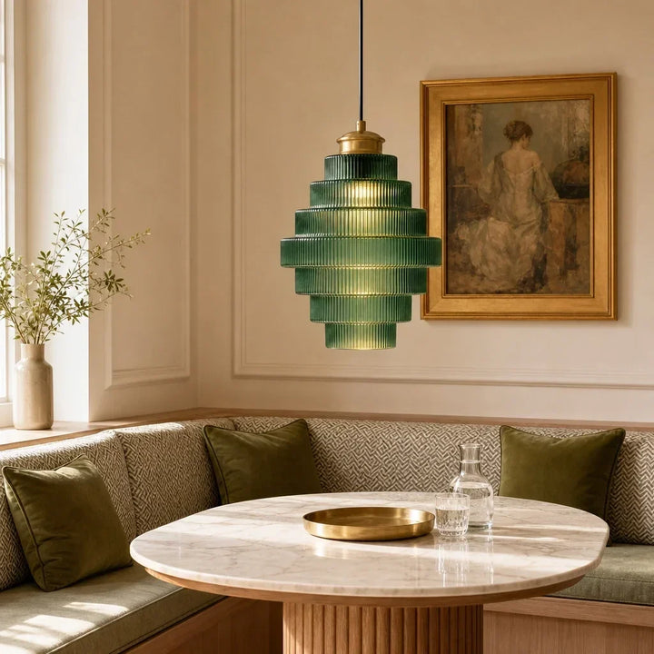 Amara Nordic Striped Stained Glass Bottle Pendant Light