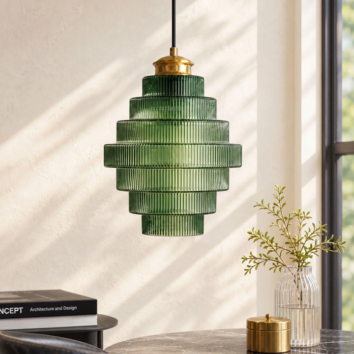 Amara Nordic Striped Stained Glass Bottle Pendant Light