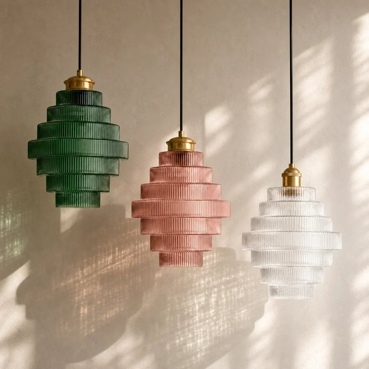Amara Nordic Striped Stained Glass Bottle Pendant Light