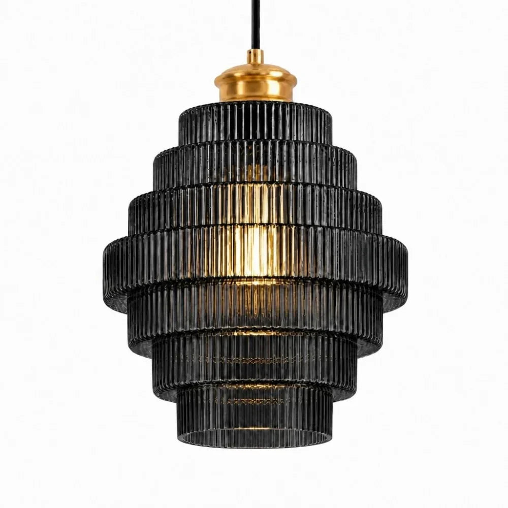 Amara Nordic Striped Stained Glass Bottle Pendant Light