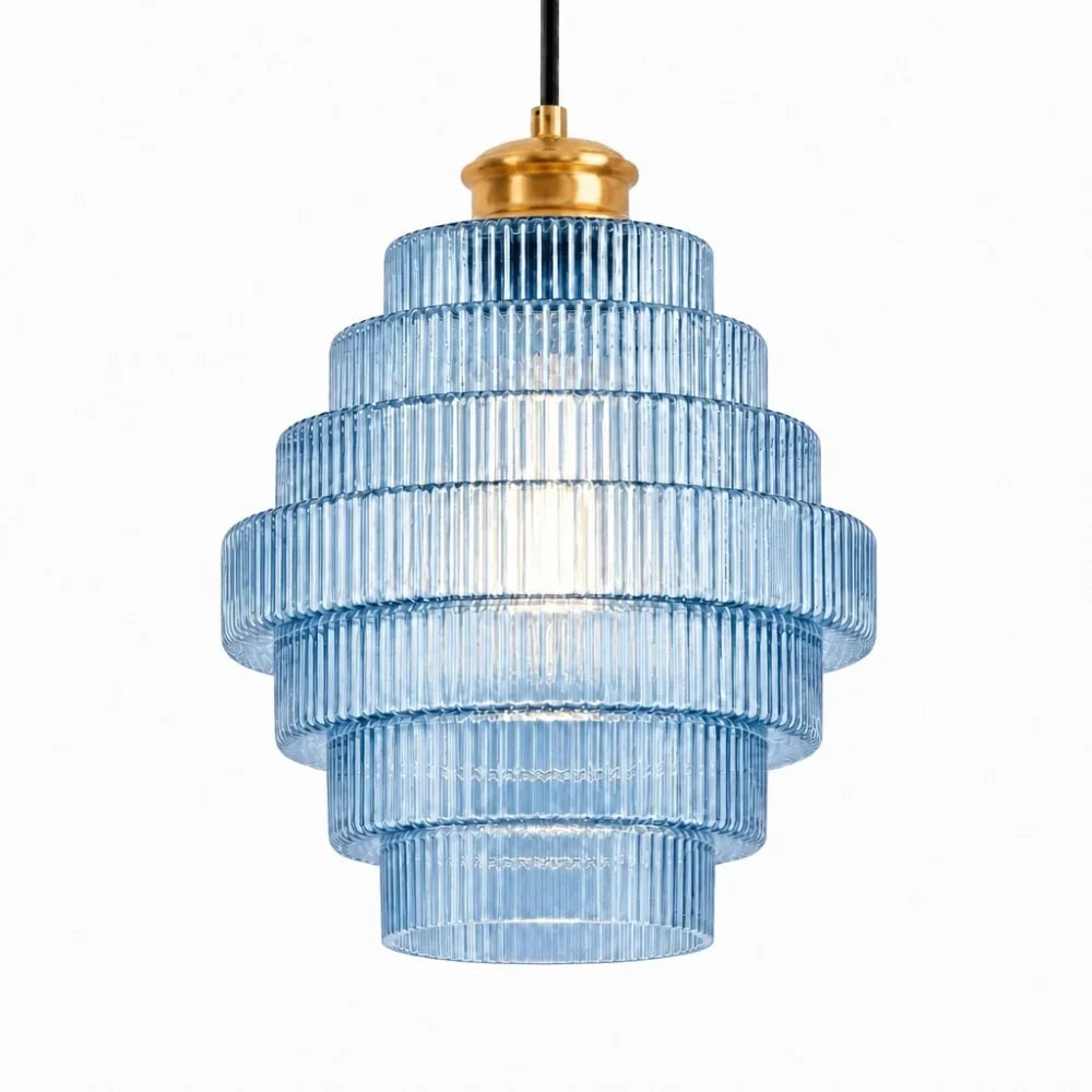 Amara Nordic Striped Stained Glass Bottle Pendant Light