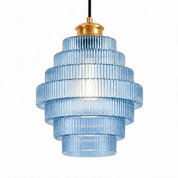 Amara Nordic Striped Stained Glass Bottle Pendant Light