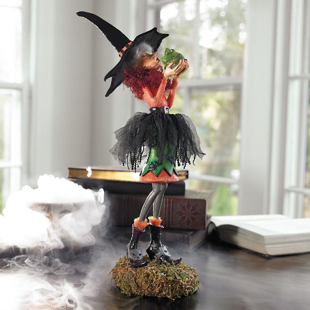 Enchanted Witch Resin Figurine - Handmade Halloween Decoration with Intricate Details