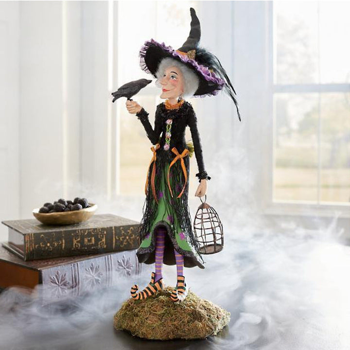 Enchanted Witch Resin Figurine - Handmade Halloween Decoration with Intricate Details