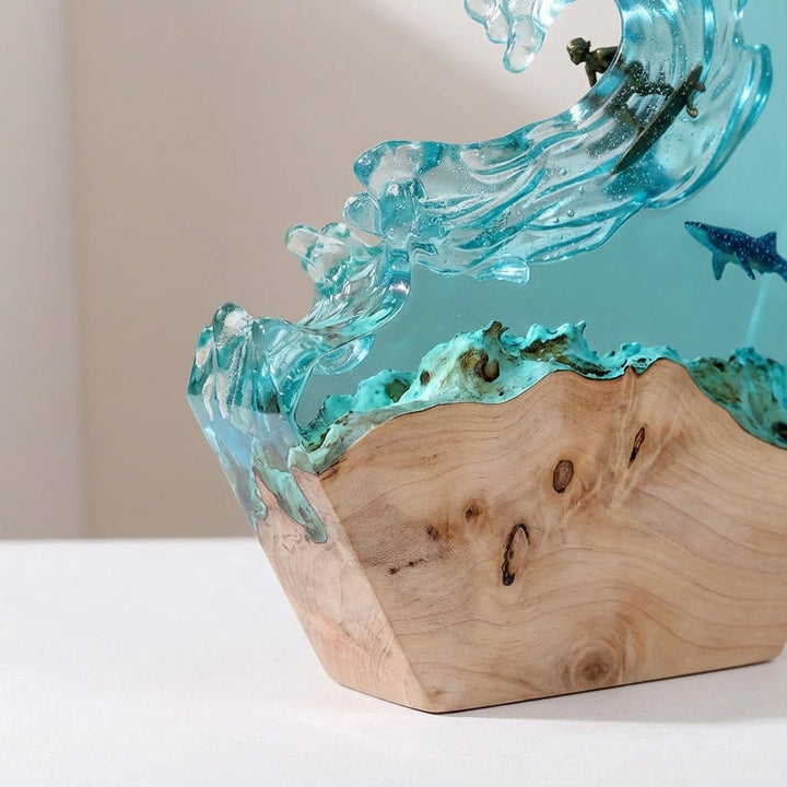 Sculptural Ocean Whale Resin Table Lamp with Dimmable Lighting