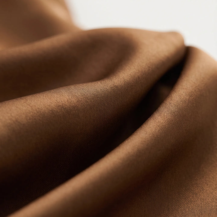 Bronze Asymmetrical Midi Dress with Short Sleeves
