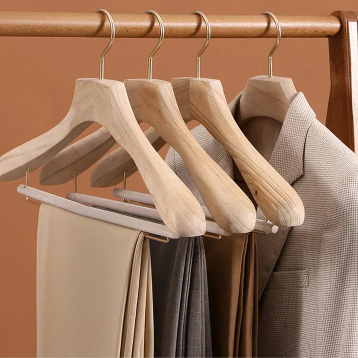 Premium Camphor Wood Closet Hangers with Wide Shoulders - Set of 2
