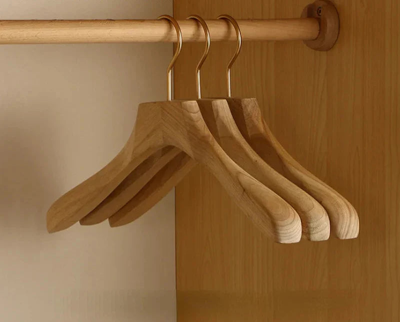 Premium Camphor Wood Closet Hangers with Wide Shoulders - Set of 2