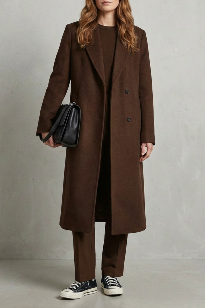 Classic Herringbone Wool Overcoat – Timeless Tailored Style
