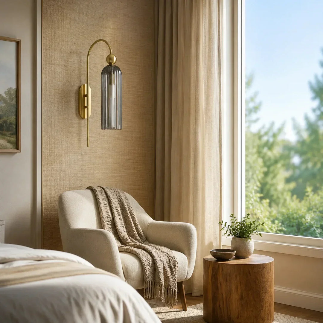 Azura Antique Cylinder Vertical Ribbed Glass Wall Sconce
