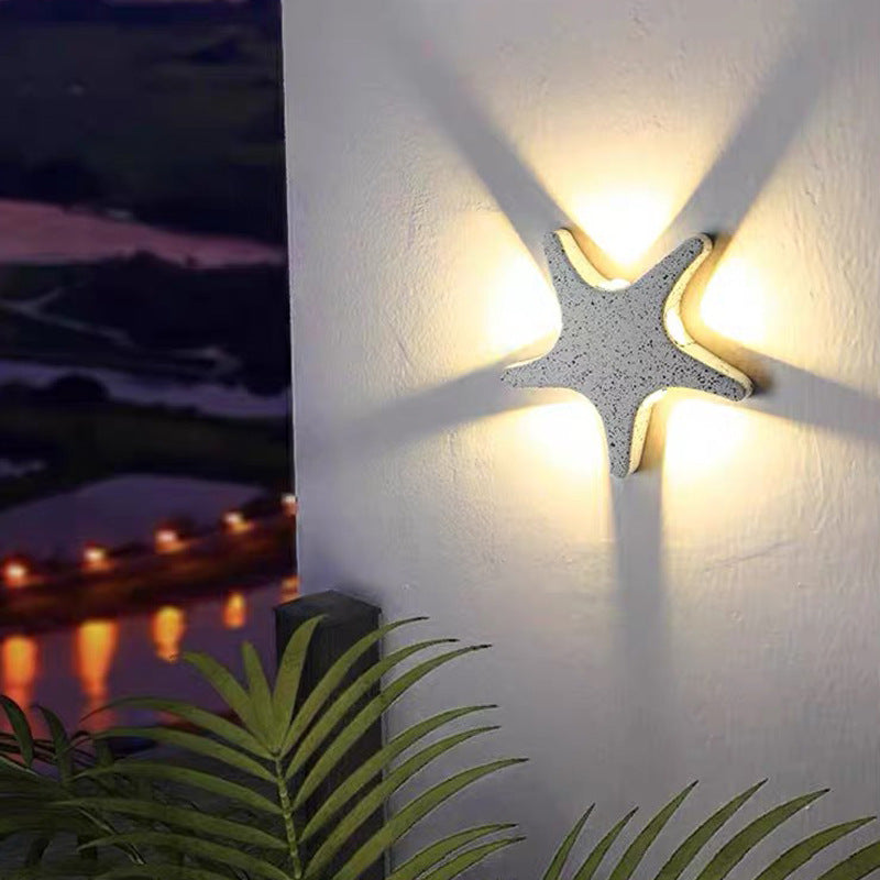 Contemporary Creative Waterproof Starfish Die-Cast Aluminum Acrylic LED Outdoor Wall Lamp for Outdoor Patio