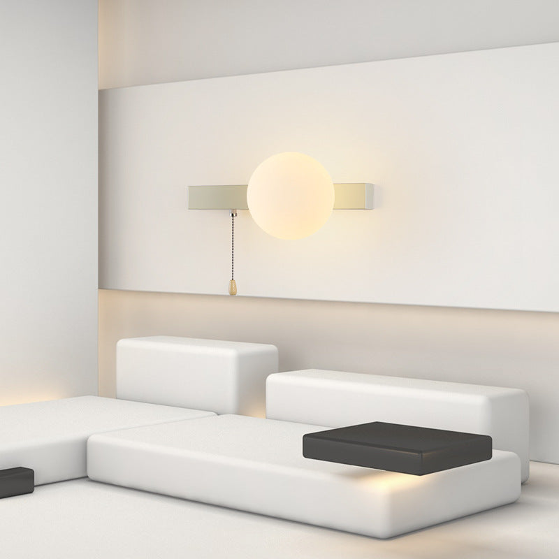 Modern Simplicity Geometry Iron Glass 1-Light Zipper Wall Lamp for Bedroom