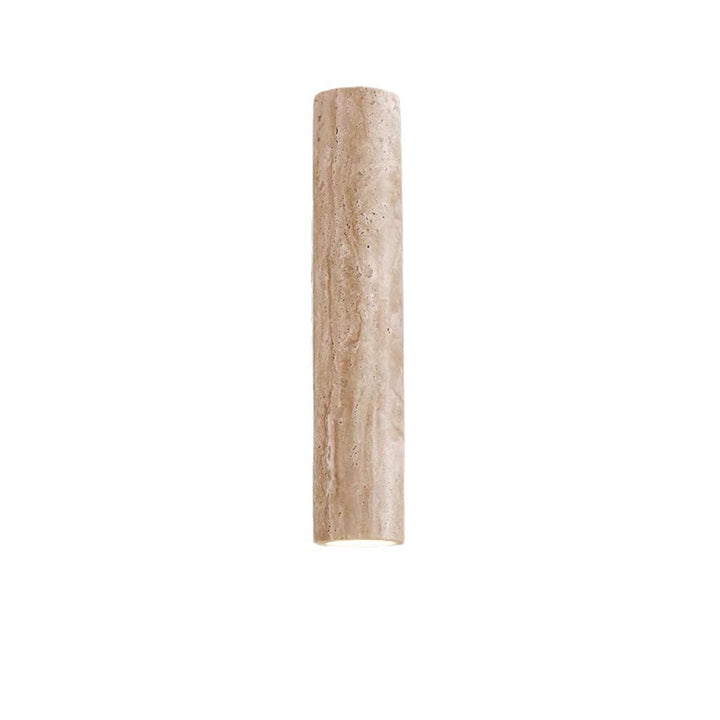 Contemporary Scandinavian Cylinder Round Yellow Travertine Wood 2-Light Wall Lamp for Living Room