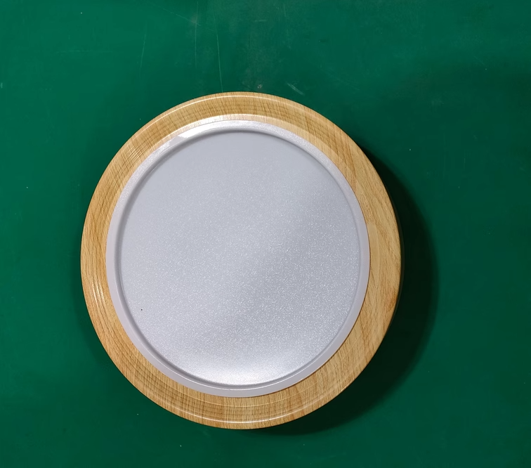 Modern Single Wooden Round Iron LED Ceiling Lamp