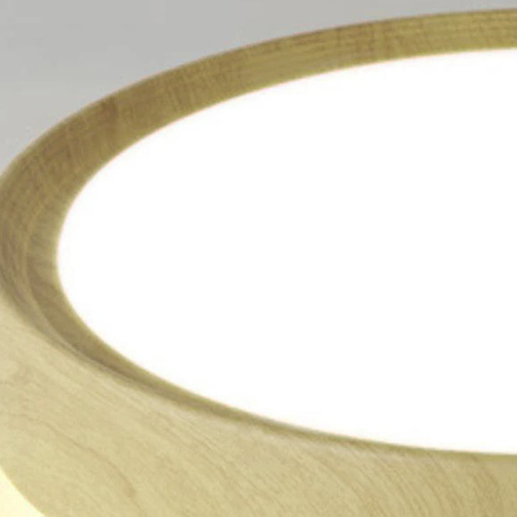Modern Single Wooden Round Iron LED Ceiling Lamp