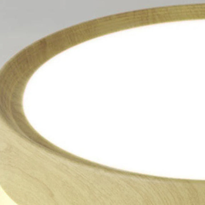 Modern Single Wooden Round Iron LED Ceiling Lamp