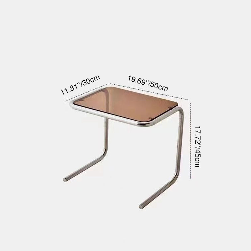 Modern Minimalist Rectangular Tempered Glass Iron Side Table 1-Plan for Living Room