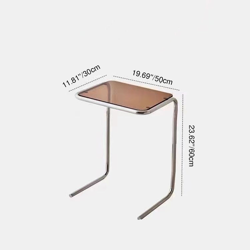 Modern Minimalist Rectangular Tempered Glass Iron Side Table 1-Plan for Living Room