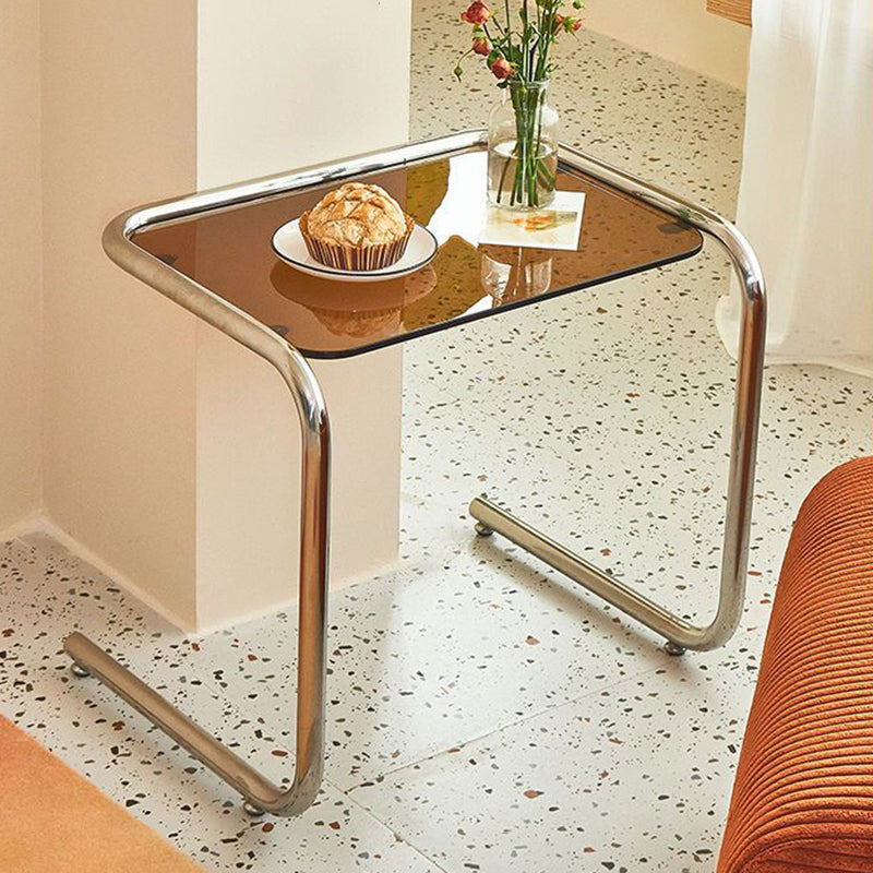 Modern Minimalist Rectangular Tempered Glass Iron Side Table 1-Plan for Living Room