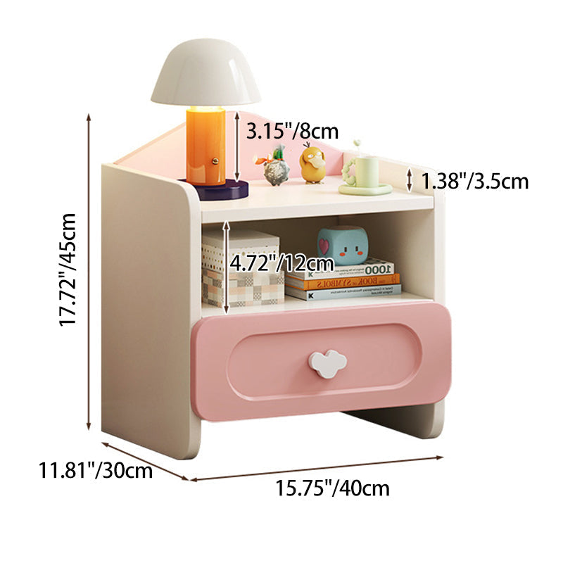 Contemporary Creative Children's Square MDF Nightstand 2-Drawers for Bedroom