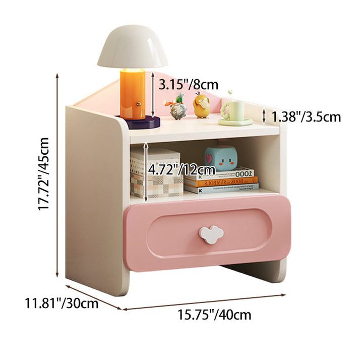 Contemporary Creative Children's Square MDF Nightstand 2-Drawers for Bedroom