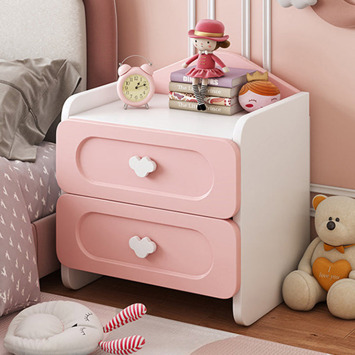 Contemporary Creative Children's Square MDF Nightstand 2-Drawers for Bedroom