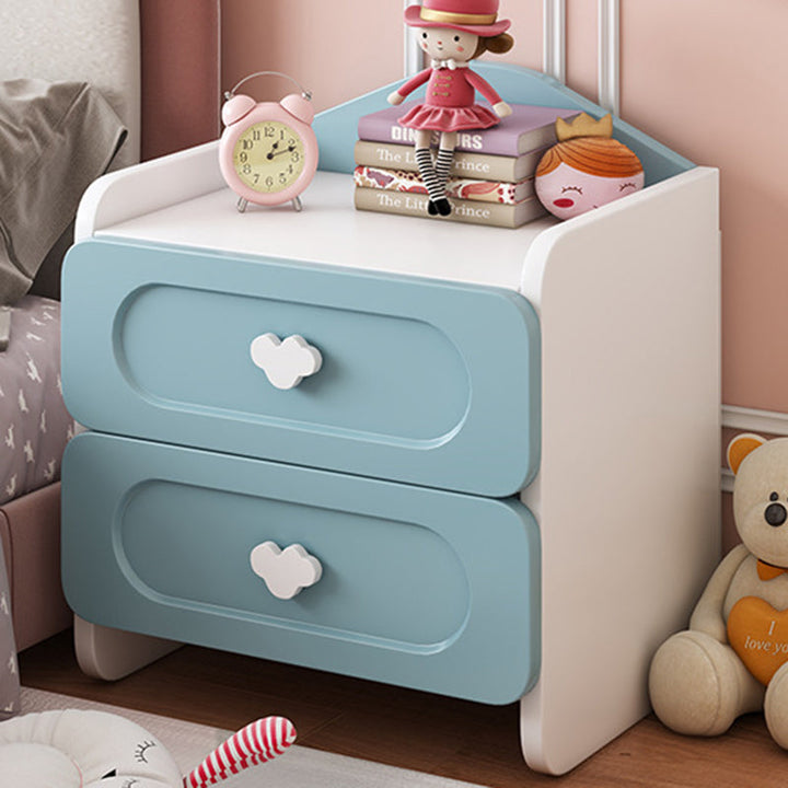 Contemporary Creative Children's Square MDF Nightstand 2-Drawers for Bedroom