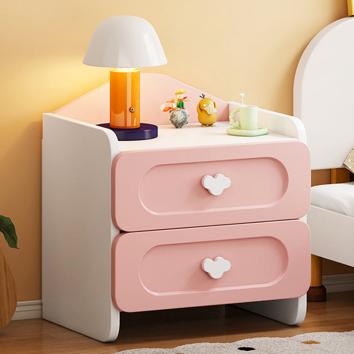 Contemporary Creative Children's Square MDF Nightstand 2-Drawers for Bedroom